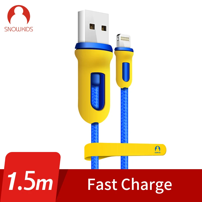 Кабель Snowkids для iPhone X 8 7 6 5 XR XsMax iPad красный и черный армированный дизайн|cable for|phone