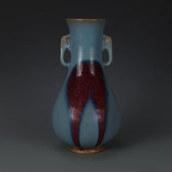 

Antique SongDynasty porcelain vase,Jun kiln Blue glaze erythema bottle,Hand-painted crafts,Collection&Adornment,Free shipping