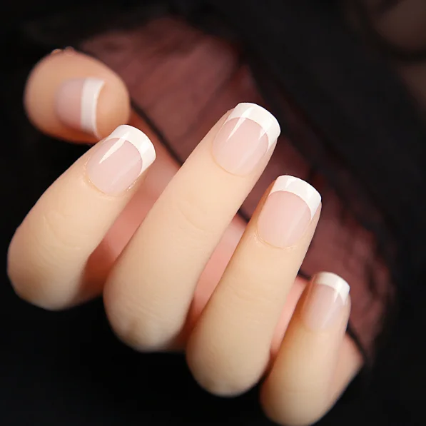 24 шт. короткие Овальные Глянцевые накладные ногти чистый белый прозрачный пресс на ногти Натуральные Искусственные с блестками кончики для наращивания ногтей - Цвет: F055
