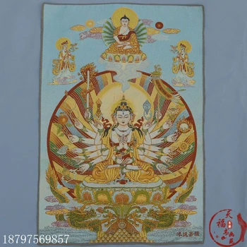 

christmas Thangka brocade silk painting embroidery Tibetan Buddhism Guanyin Buddha Tara Sansheng Buddha Town House halloween