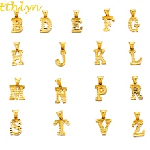 Ethlyn ювелирные изделия маленькое ожерелье с буквами Прекрасный Золотой цвет начальный кулон цепь 45 см для женщин девушка пара памятная имя подарок