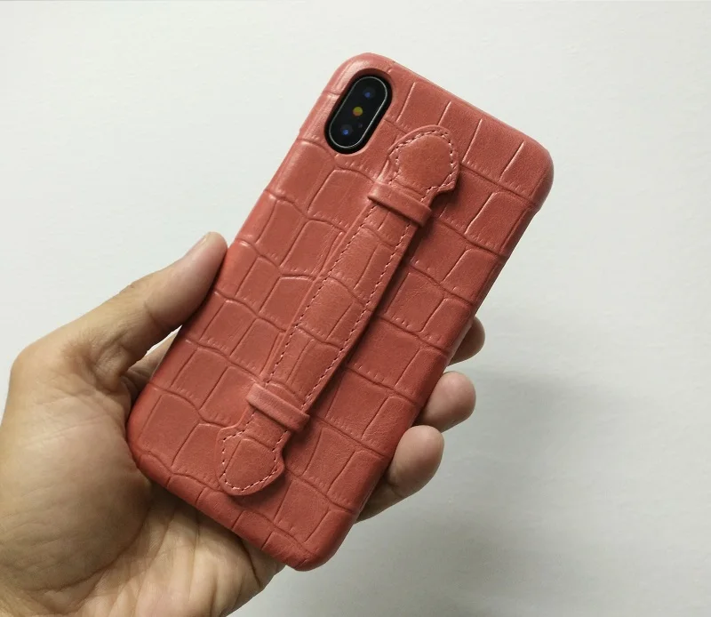 genunie leather handle holder cover case for iPhone x xs max luxury cover