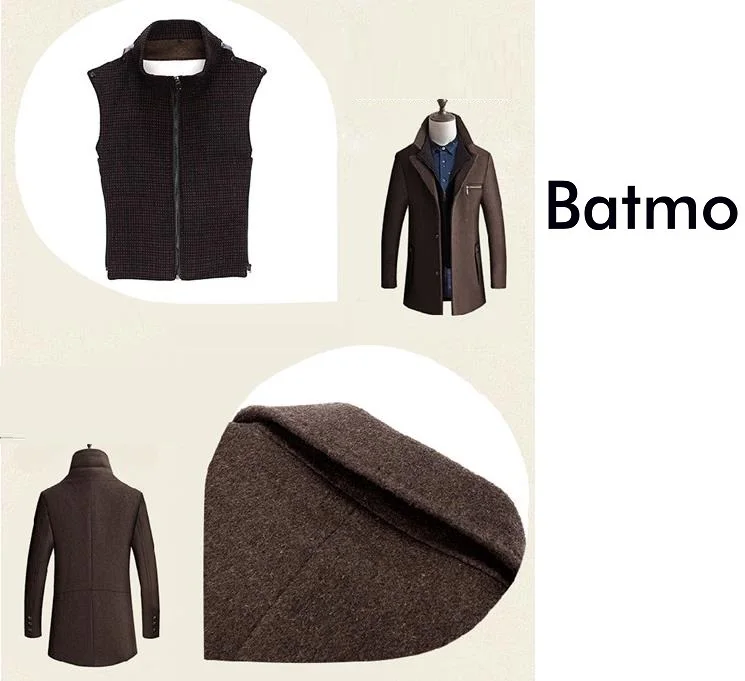 BATMO 2018 Новое поступление Зима Высокое качество шерсть thicked Тренч мужчины, мужские шерстяные куртки, большие размеры M-4XL, 8863