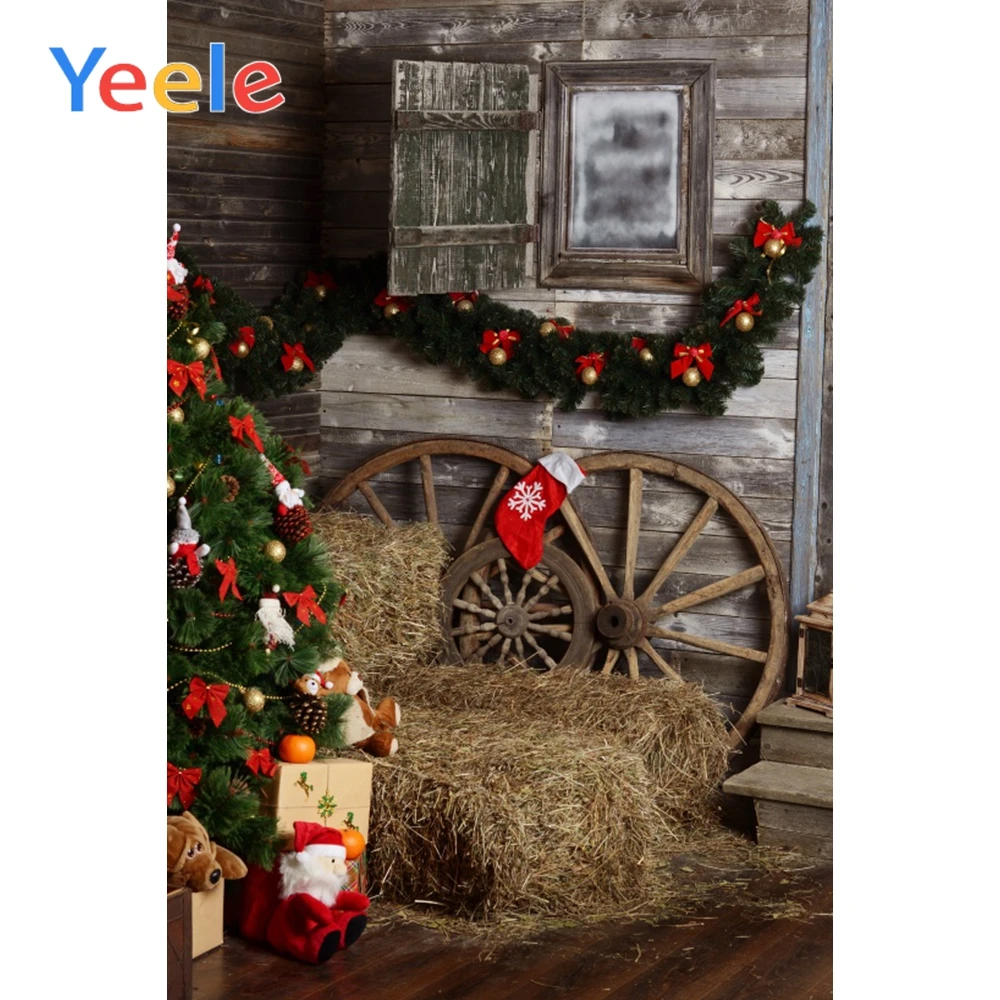 Yeele фон для фотосъемки с изображением рождественской елки, соломенного дома, Интерьерная сцена, детский портретный Фотофон, стена для фотостудии