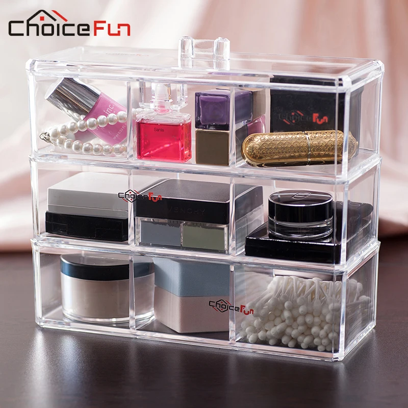 

CHOICEFUN Home DIY Acrylic Plastic Grid Divided Divider Storage Organize Bathroom Desk Storage Makeup Box Cosmetics Organizers