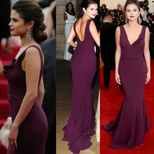 Сексуальная Бургундия Русалка платья для красной дорожки с v-образным вырезом Runched с низким вырезом на спине длинный сатиновый плащ формальное платье знаменитостей Vestidos Longo