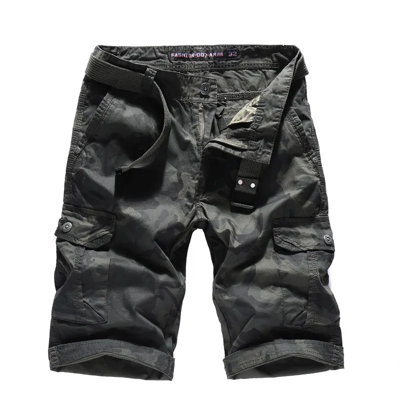 

Cotton Men's Camouflage Shorts 2018 New Arrival Summer Cool Men Multi-Pockets Knee-length Military Cargo Shorts with Belt 30-40