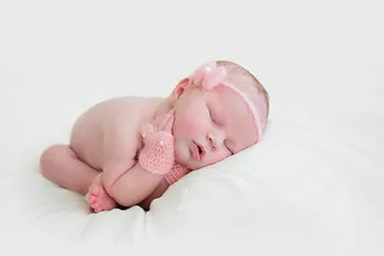 

Crochet newborn baby mohair pearl barefoot sandals , headband and arm warmer 3 sets photo prop