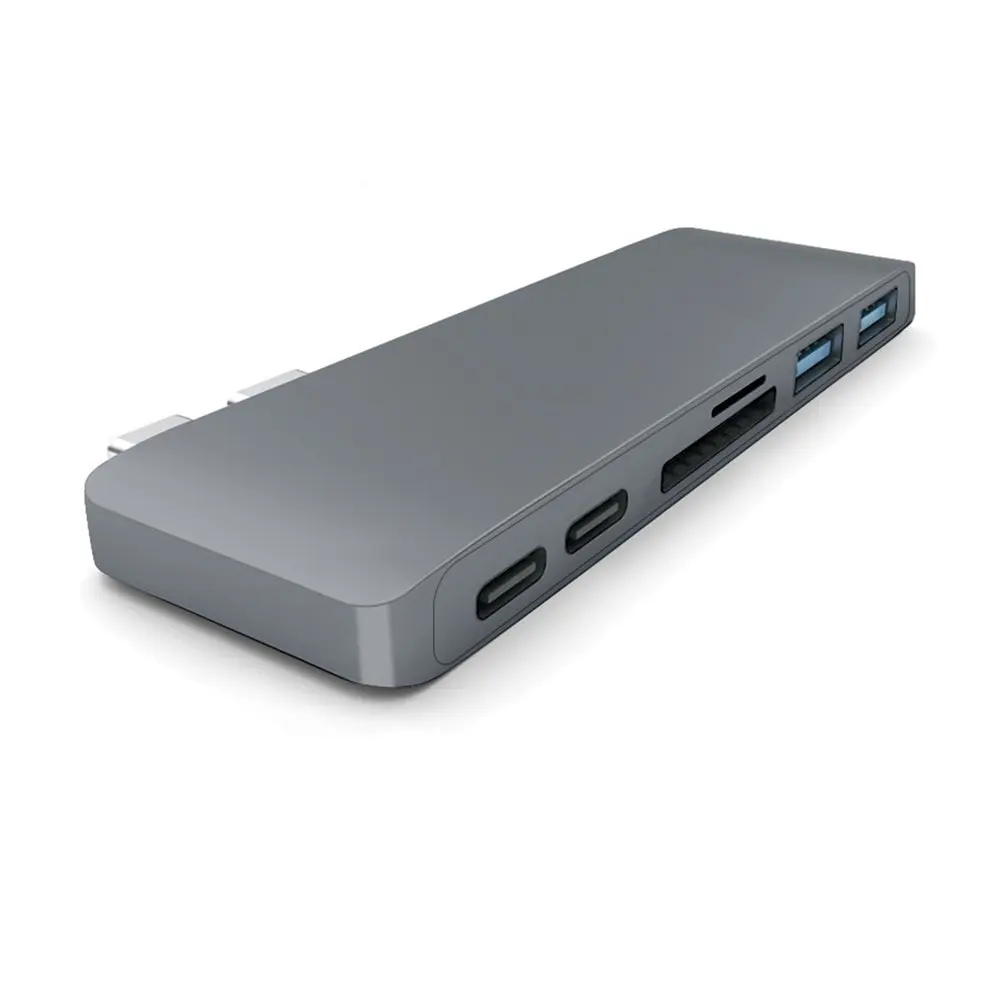

8pcs Grey USB Type C Hub 6-in-1 Dual Type C Interface Converter Rapid Transmission