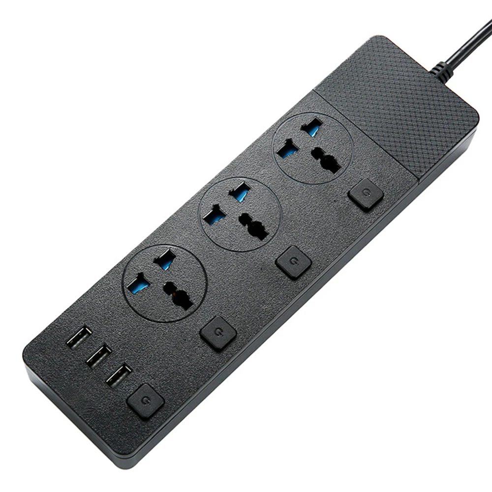 Мульти мощность полосы защиты от перенапряжения 3 AC универсальные розетки электрическая штепсельная розетка с USB Независимый переключатель 2 м удлинитель шнур