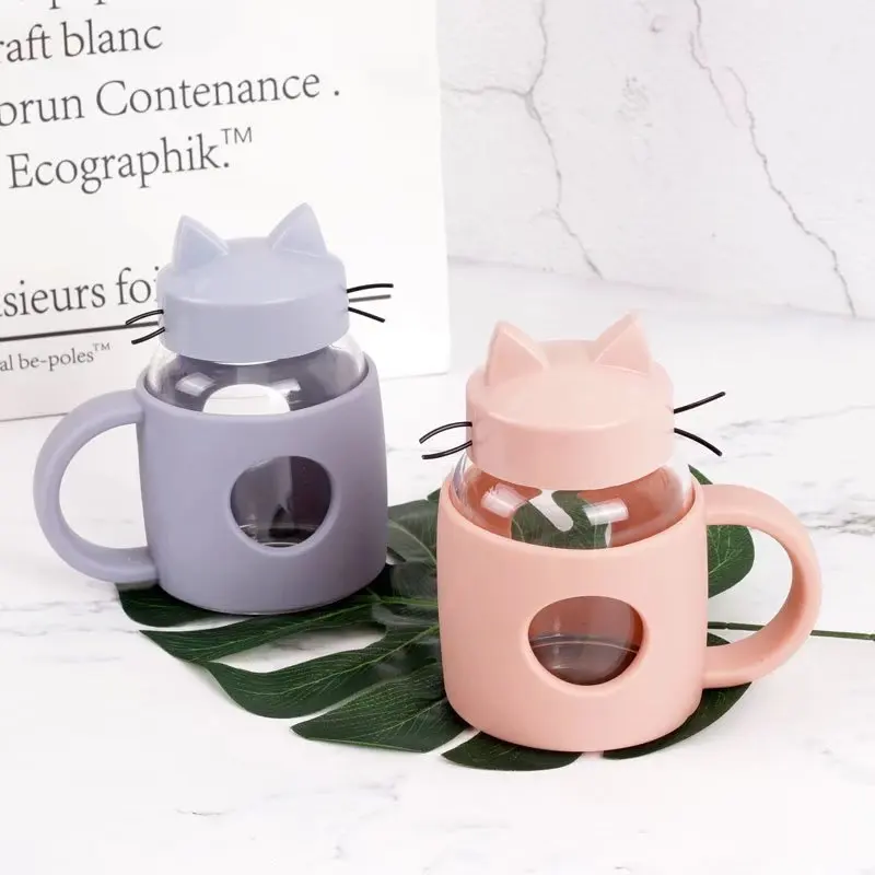 

280ml My Double Glass Water Bottle Cat Drinking Water For Bottle Child Animal Tumbler Bottles Coffee Keep Tea