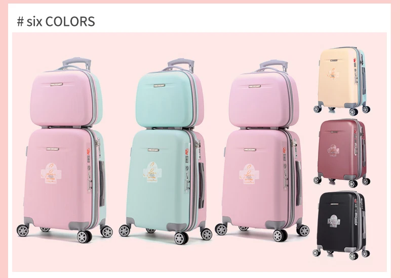 GraspDream 20 22 дюймов женские чемоданы на колесиках, милые багажные дорожные сумки, abs багажные, сумки на колесиках
