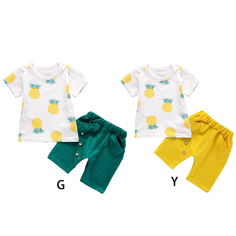 

Boys Tees Baby Girls Clothing Short Sleeve Summer T Shirts Boy Cute Pineapple Print Shirt Shorts Toddler Casual Outfits Sets