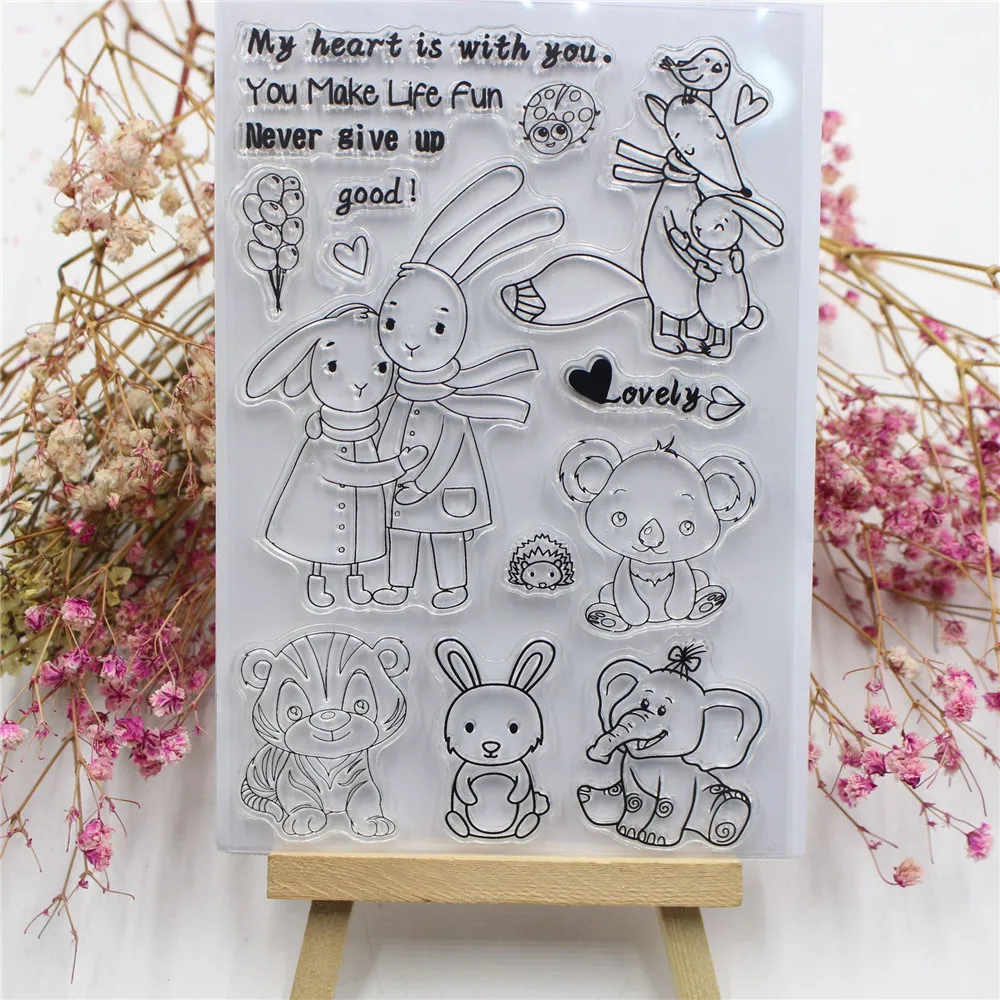 

New Rabbit Family Pattern Transparent Clear Stamp for DIY Scrapbooking/photo album Decorative Card Making