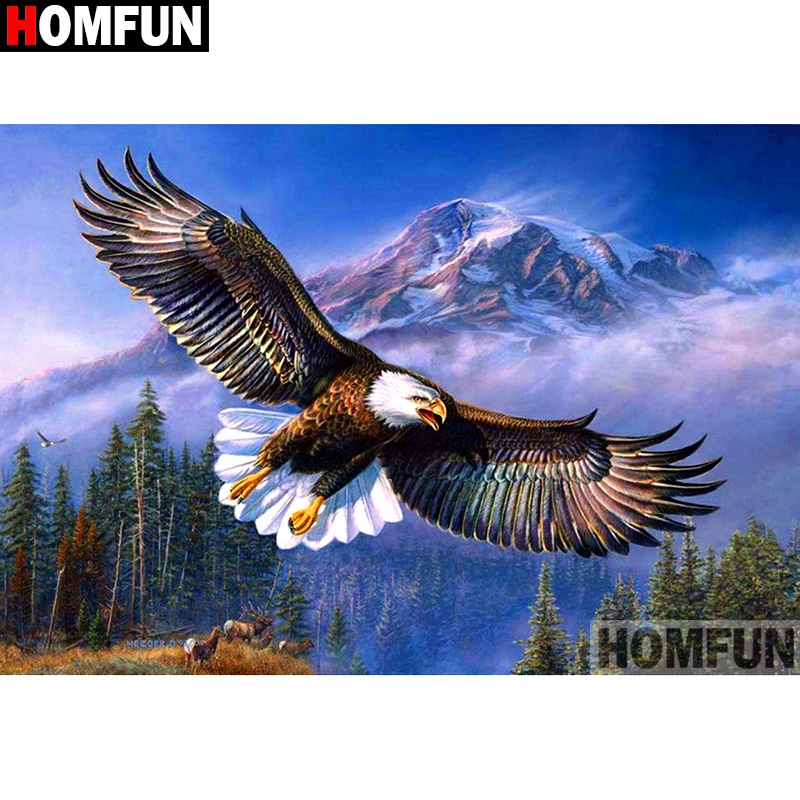 HOMFUN Алмазная вышивка крестиком &quotЖивотные Орел пейзаж&quot полная кристальная