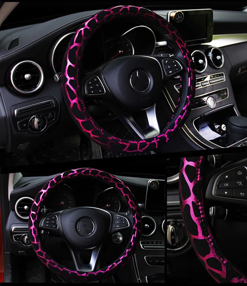 Shiny Leopard Print Design Car Steering Wheel cover Universal 37-38cm Car Styling Fit Women Girls Lady