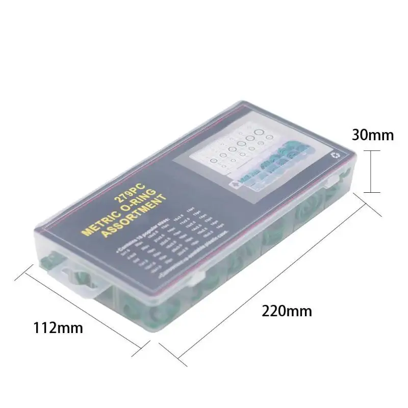 279 шт./кор. зеленый резиновый уплотнительное кольцо сортировочная шайба прокладка уплотнительное кольцо комплект различных размеры с Plactic Box
