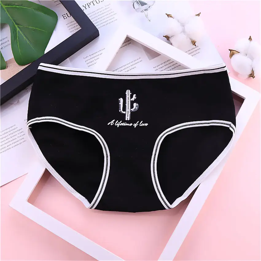 3PCS/Set Cartoon Printing Cotton Panties Women Striped Underwear Female Girl Briefs Sexy Lingerie Ladies Underpants Woman Panty