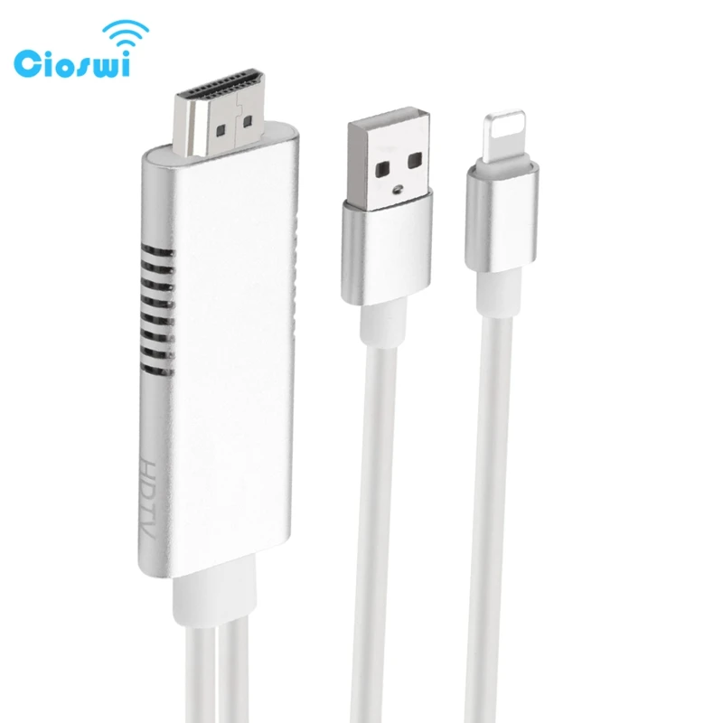 

Cioswi HDMI Cable Splitter 1.8M 1080P HDMI Adapter Extender for Lightning AV Cable For iPhone Apple Devices Connect The HDTV