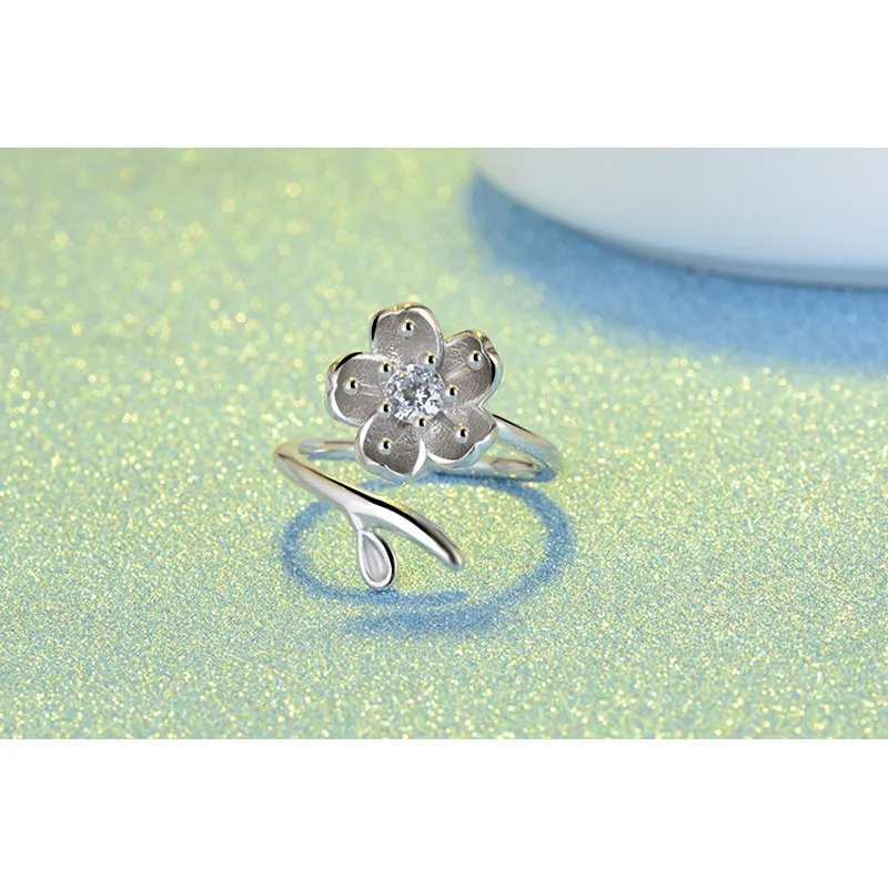 Лидер продаж Модные корейский стиль цветы кольца Для женщин Женский Регулируемая хрустальное кольцо Ювелирное Украшение для вечерние Обручение