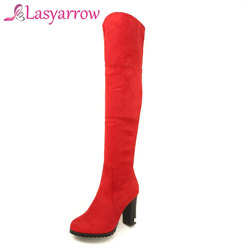 Lasyarrow Thigh High Boots Over the Knee Boots Sexy Chunky Heel High Boots Large Size 32-46 Autumn Winter Shoes Women Black Gray Lasyarrow Thigh High Boots Over the Knee Boots Sexy Chunky Heel High Boots Large Size 32-46 Autumn Winter Shoes Women Black Gray