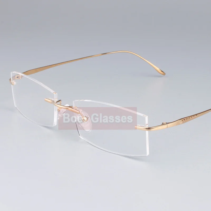 Брендовые очки из чистого титана без оправы, оптическая оправа, мужские очки для чтения, очки для близоруких глаз#9069(52-17-137