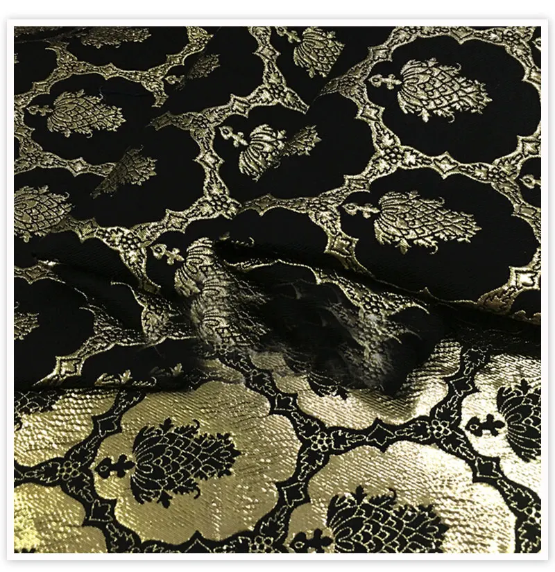 Американский и Европейский стиль черный красный с золотом цветочный Металлик Жаккардовая парча ткань для пальто платье tecidos stoffen SP4749