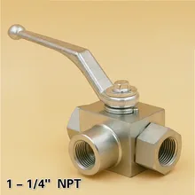 High Pressure Hydraulic Ball Valve DN32 1-1/4" NPT Female Thread Three Way Carbon Steel 315 Bar With 90 Degree Handle Manual
