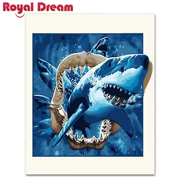 

shark Abstract Painting Diy Digital Painting By Numbers Modern Wall Art Picture For Home Wall Artwork