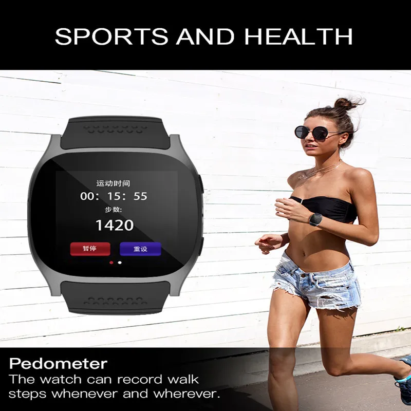 Leifer T8 Bluetooth Smart Watch With Camera Music Player Facebook Whatsapp Sync SMS Smartwatch Support SIM TF Card For Android