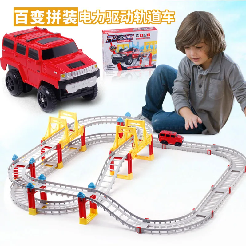 DIY multi-track Rail Автомобильный Электронный гоночный автомобиль трек детская игрушка игра Мальчики Рождественский подарок Железнодорожные