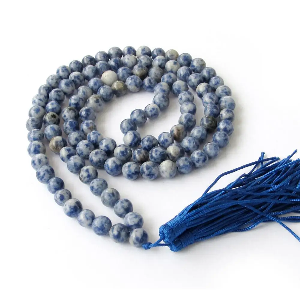 

AAA 8mm Tibet Buddhist 108 Blue Prayer Beads Mala Necklace A+09