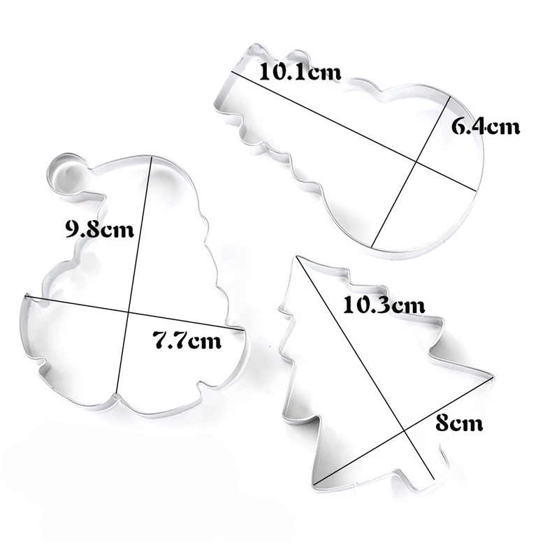 3 шт. формы для вырубки печенья Рождественская елка Санта Клауса для торта из нержавеющей стали набор инструментов для выпечки Инструменты