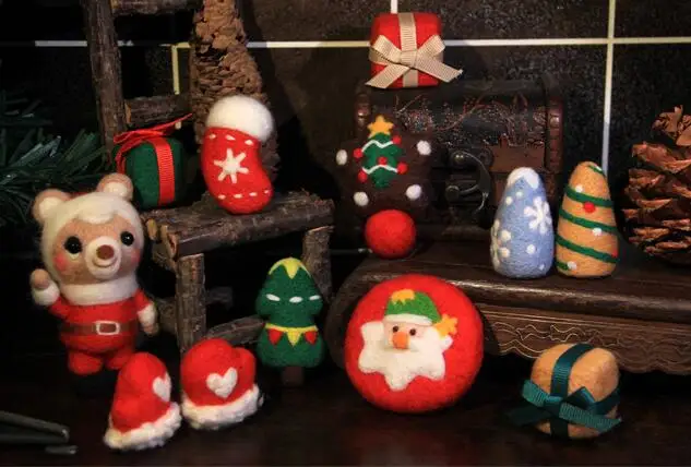 

Christmas cartoon set wool needlepoint kit wool felt needle felting pendant craft needlecraft DIY handmade