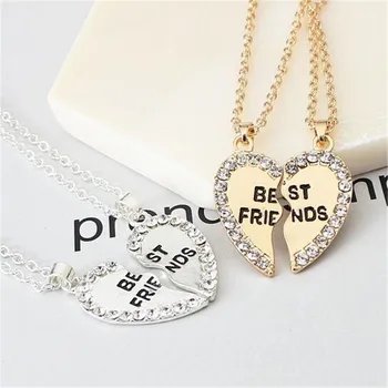 

Lusion Jewelry Gold Sliver Color Best Friends Heart Pendant Neckalces Woman Simple Multilayer Statement Couple Layered Necklace