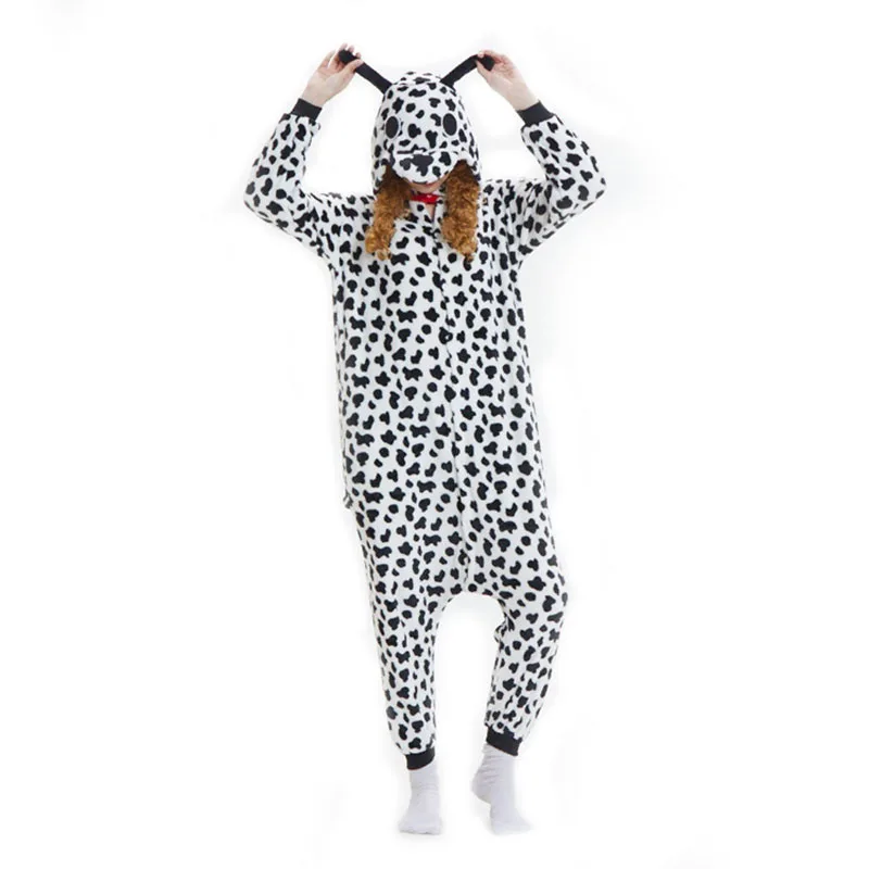 

Boys Girls Onesie Dalmatians Spotty Dog Cosplay Adult Animal Costume Women Warm Black White Cute Kigurumi Kids Pajama C37250AC