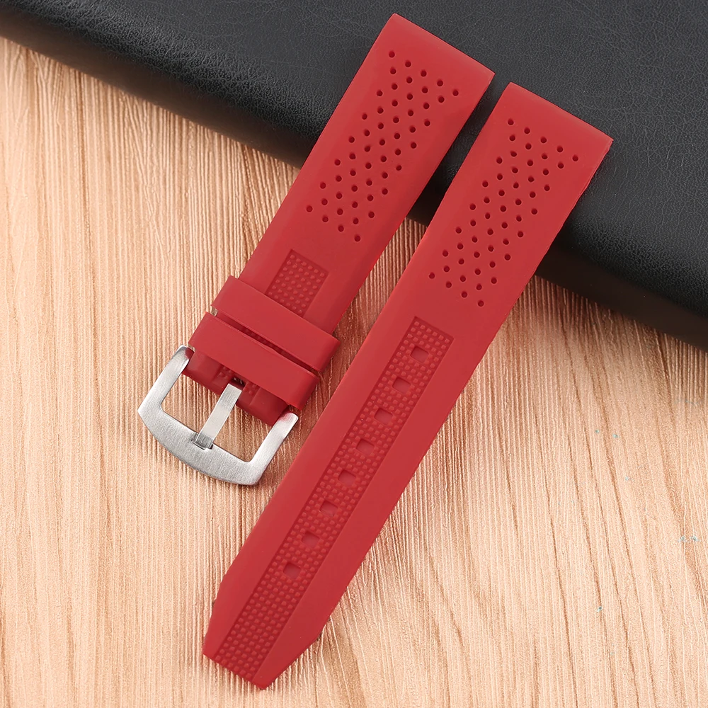 

20/ 22/ 24 mm Waterproof Rubber Watch Band Men Strap Stainless Steel Pin Buckle Silicone Relpacement Women Watch Band Spring Bar