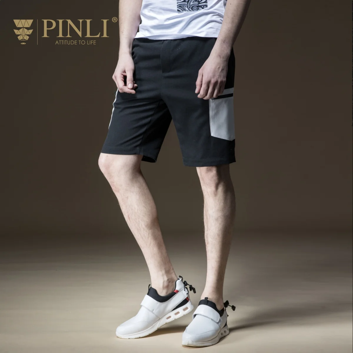 РАСПРОДАЖА Спортивные шорты Длина Для мужчин Рубашки домашние Pinli Pin Li летний Для Мужчин's Однотонная одежда, тонкий обучение, укороченные брюки B182217158