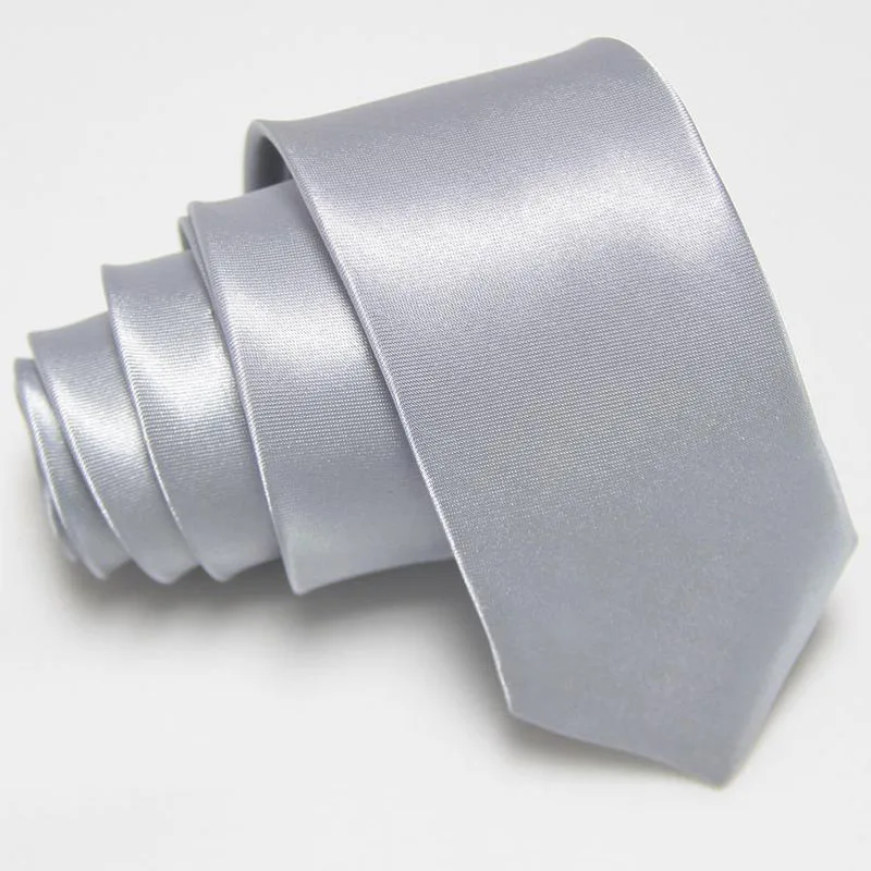 Men's Beautiful Solid Color Formal Polyester Necktie Display Silver