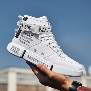 

2019 new High-top men running shoes hip-hop shoes air force men jogging shoes wild leather waterproof men sneakers
