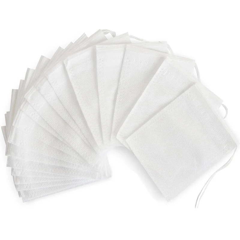 

Tea Filter Bag 100 PCS 7x9CM Disposable Tea Infuser Single Server Tea Sacks Empty Drawstring Bags for Loose Teas, Herbs