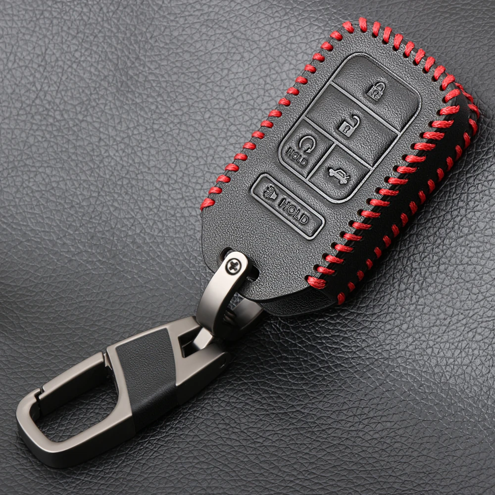 Genuine Leather 5 Buttons Car Keyless Smart Key Fob Case Cover for Honda Civic Accord Pilot CRV 2015 key case key case cover car key shell