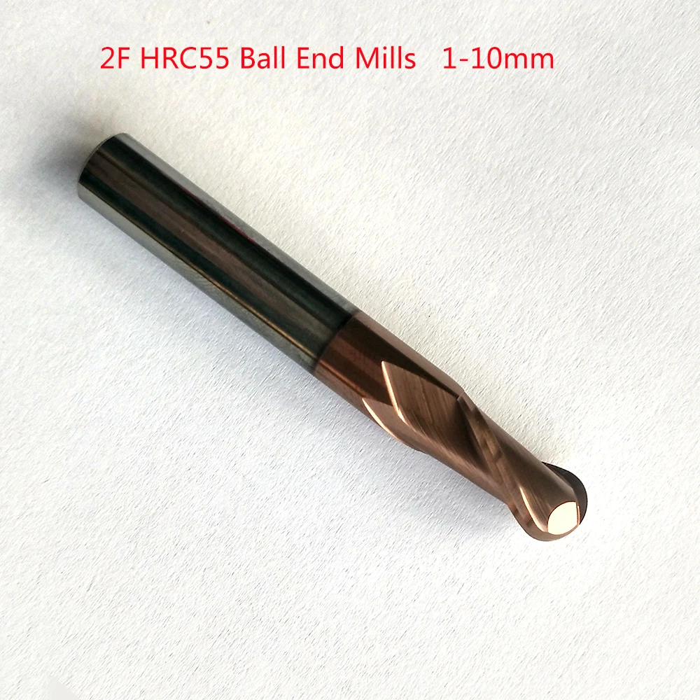 

Jerray R0.5/R0.75/R1.5/R2/R3/R4/R5 2Flute HRC55 Tungsten carbide Ball nose endmills CNC milling Cutter Router bits