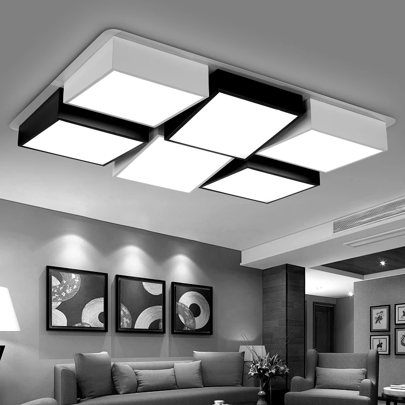 

Box three-dimensional iron acrylic acrylic ceiling lamp home living room bedroom study lamp commercial decoration Ceiling lights