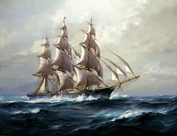 

High-quality and perfect hand-painted paintings on canvas: artist lvan's sailboat works against the wind and waves
