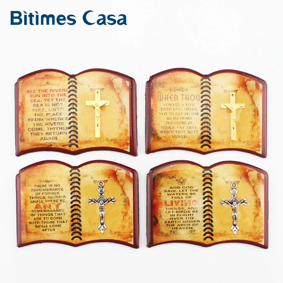 

Bitimes 4 Pieces/Lot Book Shaped Fridge Magnets The Bible Epoxy Magnetic Refrigerator Sticker Imanes Kitchen Decoration Aimant