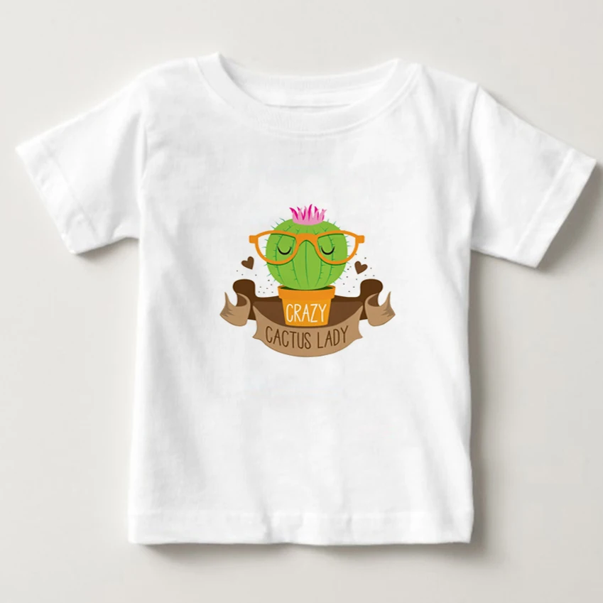 

children Stylish Cactus Pattern T shirt Summer t-shirt Lovely White Short sleeve t Shirt New Cozy tee girl/boy shirts tops 3T-8T
