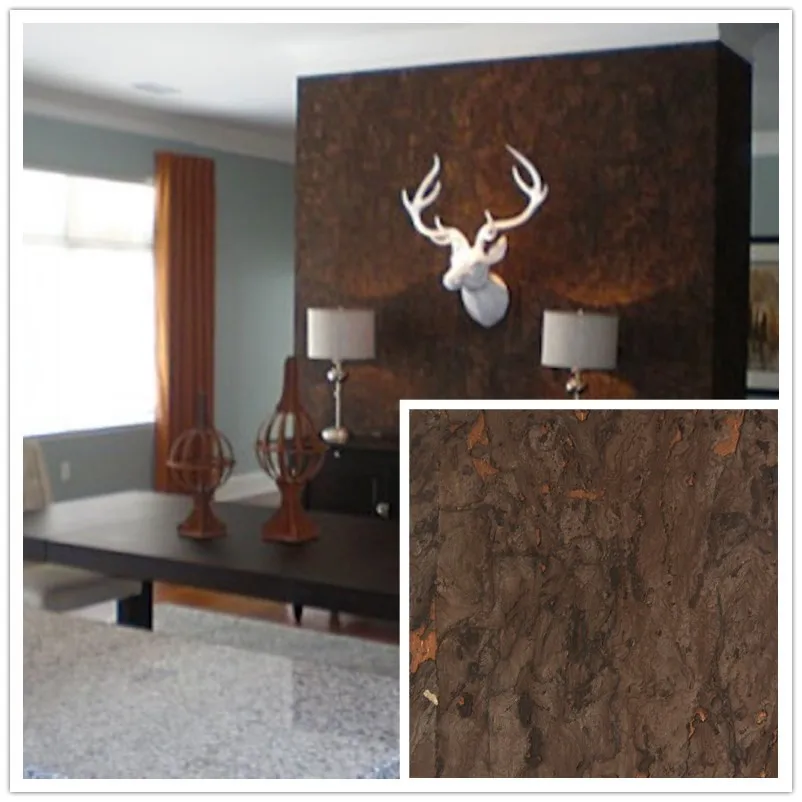 

2019 New Product Natural Dark Brown Cork With Metallic Red Foil Background Wallpaper For Home Wall Design