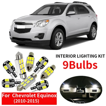 

9PCS Auto Car LED Light Bulbs Interior Kit For 2010-2015 Chevy Chevrolet Equinox Led Map Dome Trunk License Plate light White