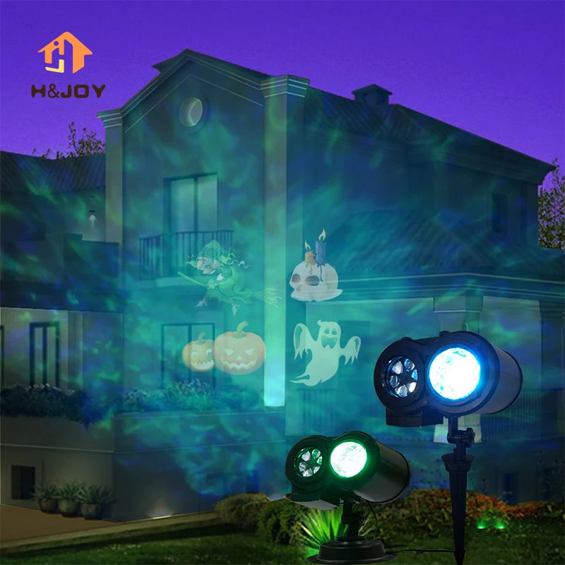 

LED Halloween Projection Light Outdoor Waterproof Double-Tube Card Water Pattern Lamp Christmas Pattern Laser Lawn Light